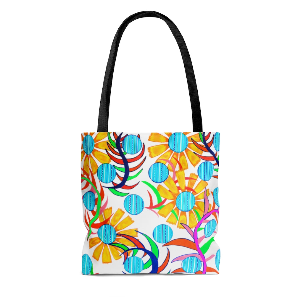 AOP The Sunflower Jet White Tote Bag