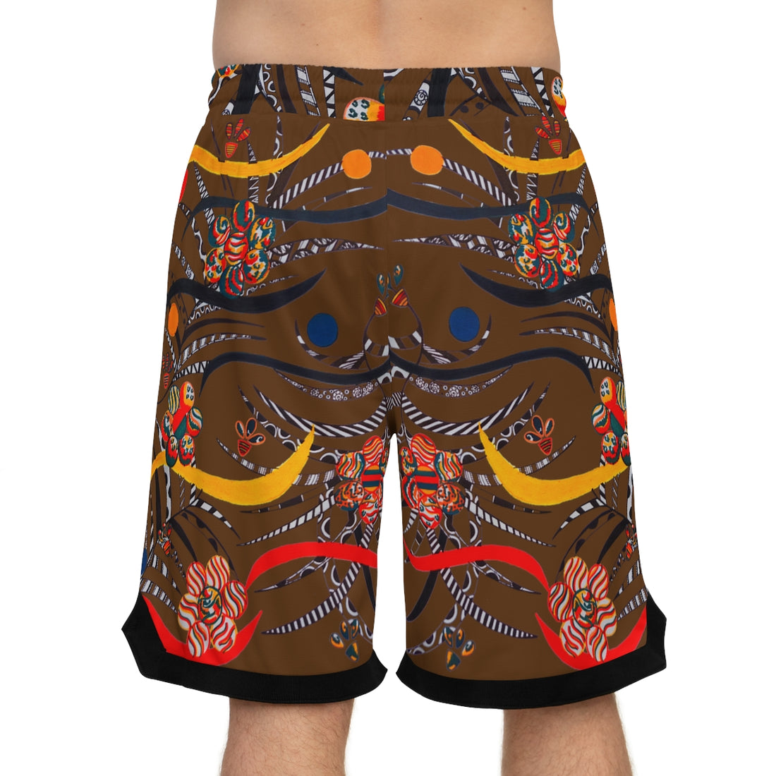 Brown Wilderness Basketball Rib Shorts (AOP)