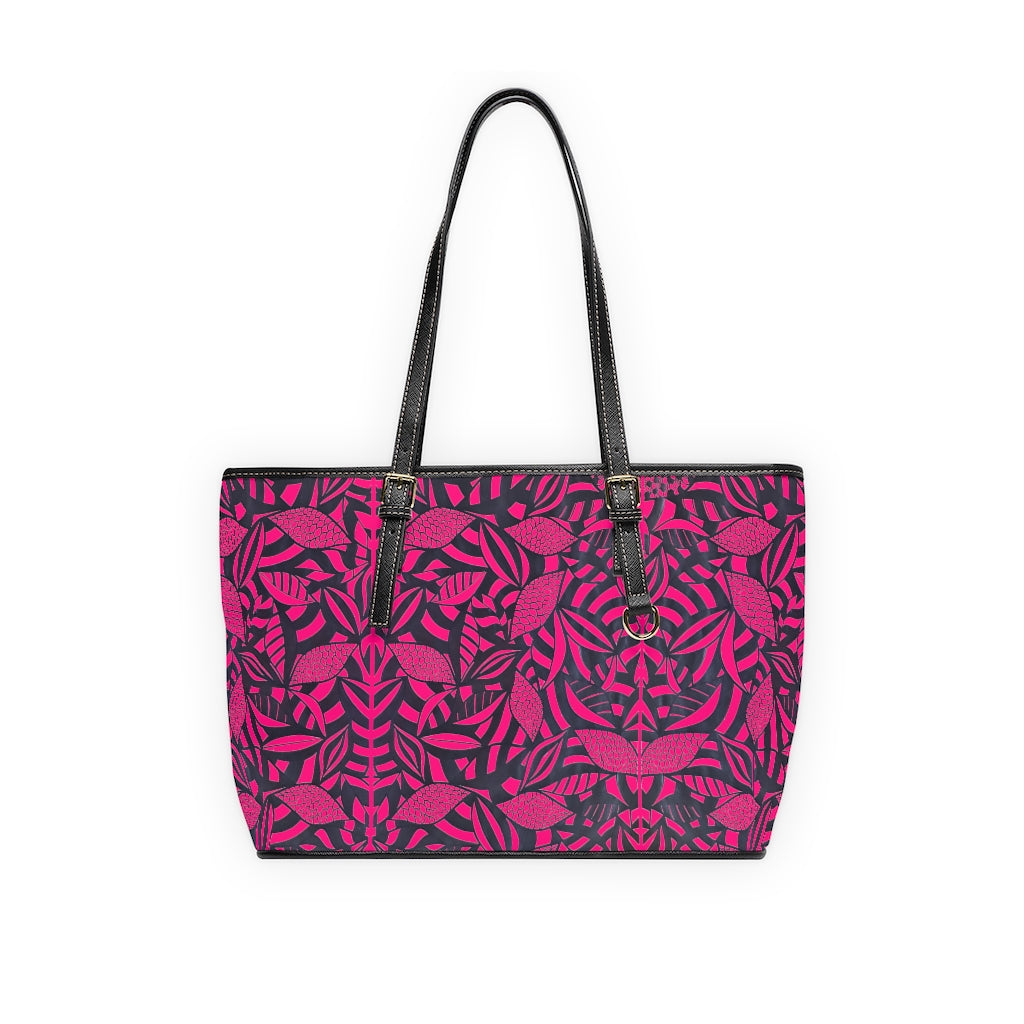 Hot Pink Tropical Minimalist PU Leather Shoulder Bag