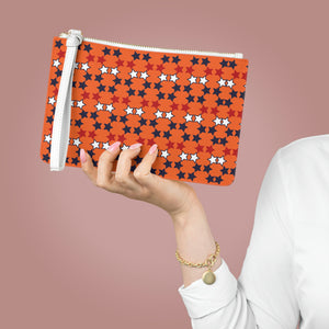 Orange Star Print Clutch Bag