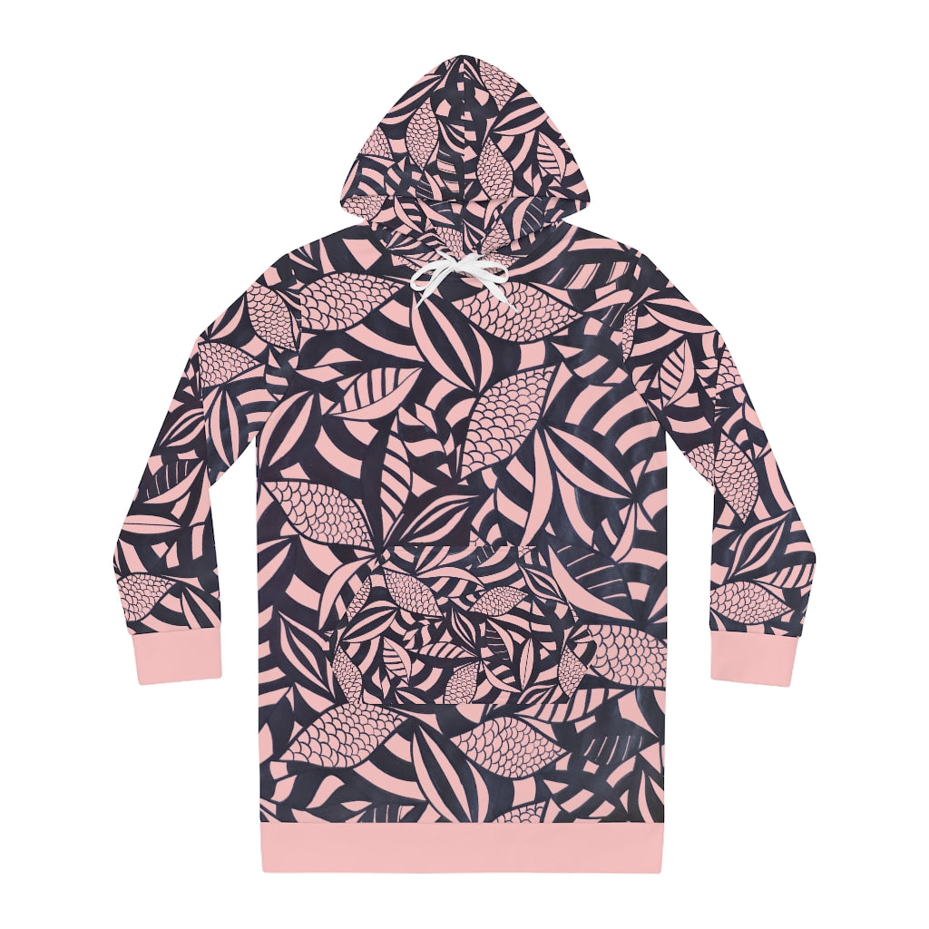 Tropical Minimalist Pink Hoodie Dress (AOP)