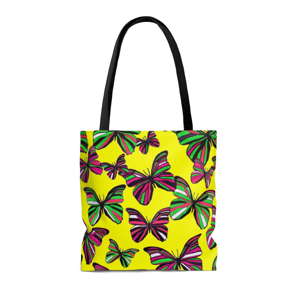 AOP Butterflies Canary Tote Bag