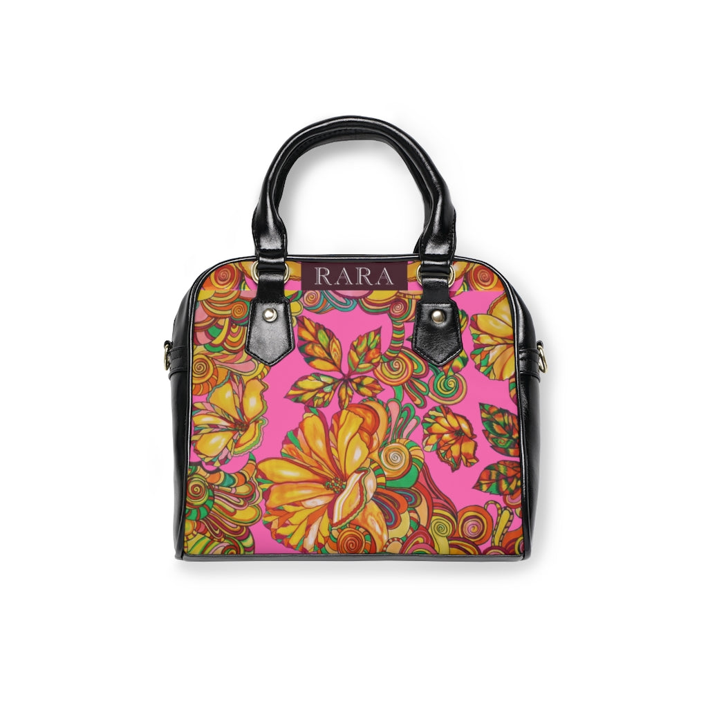 rose pink floral print handbag