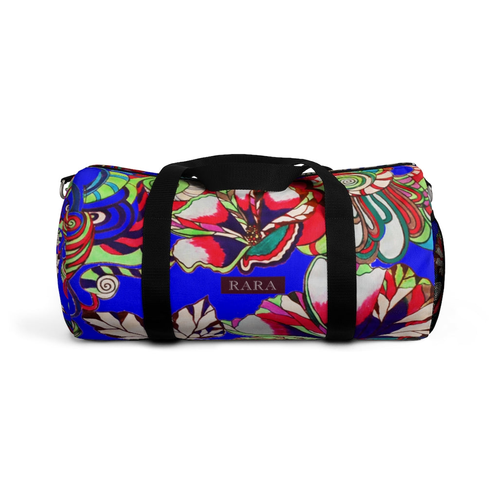 Artsy Floral Pop Electric Blue Duffel Bag