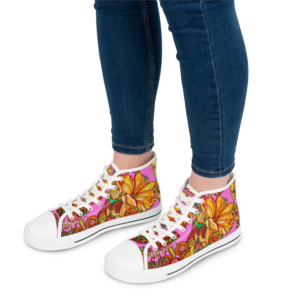 Rose Artsy Floral Women's High Top Sneakers