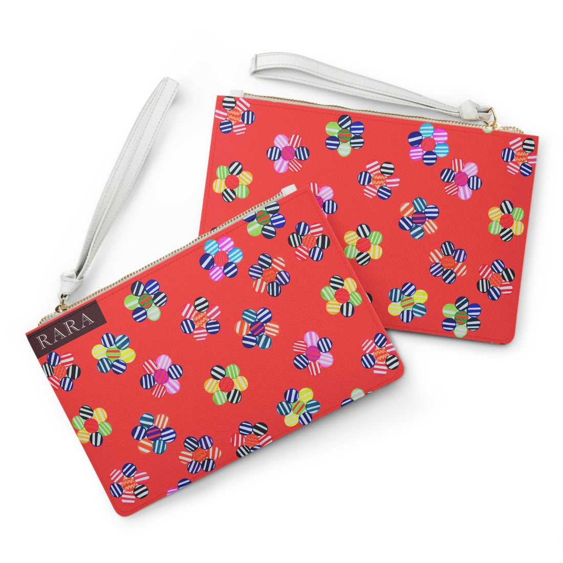 vermillion geometric floral print clutch bag 