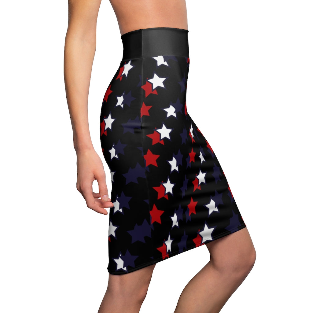 AOP Starry Black Pencil Skirt