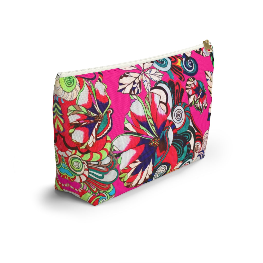 Floral Pop Hot Pink Accessory Pouch