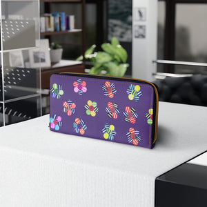 purple floral print clutch wallet