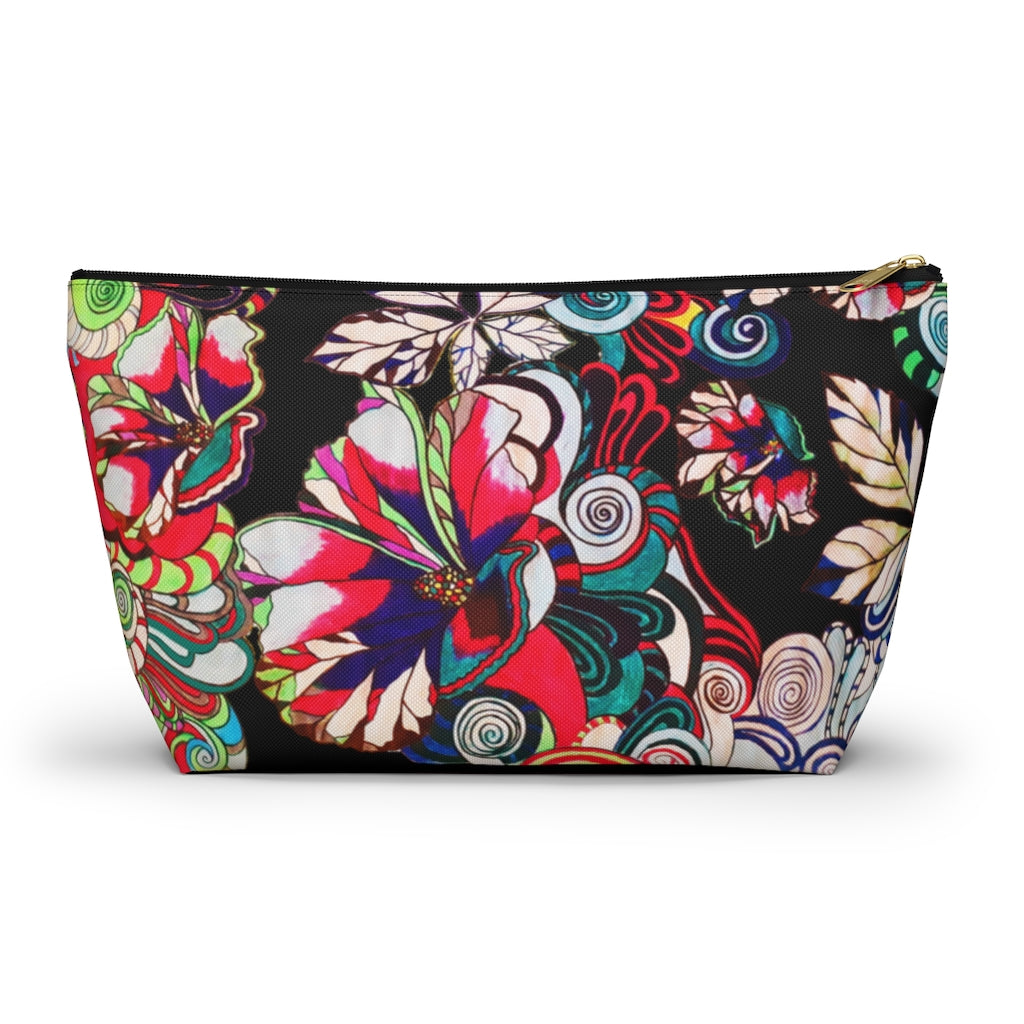 Floral Pop Black Accessory Pouch