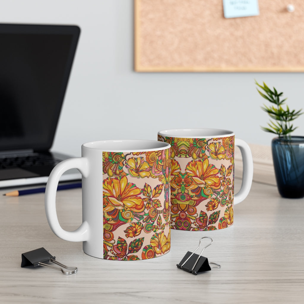 Artsy Florals Nude Mug 11oz