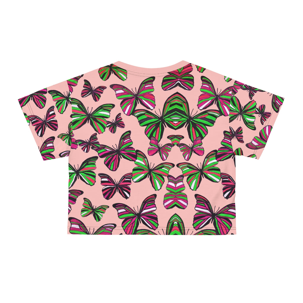 blush butterfly print crop t-shirt