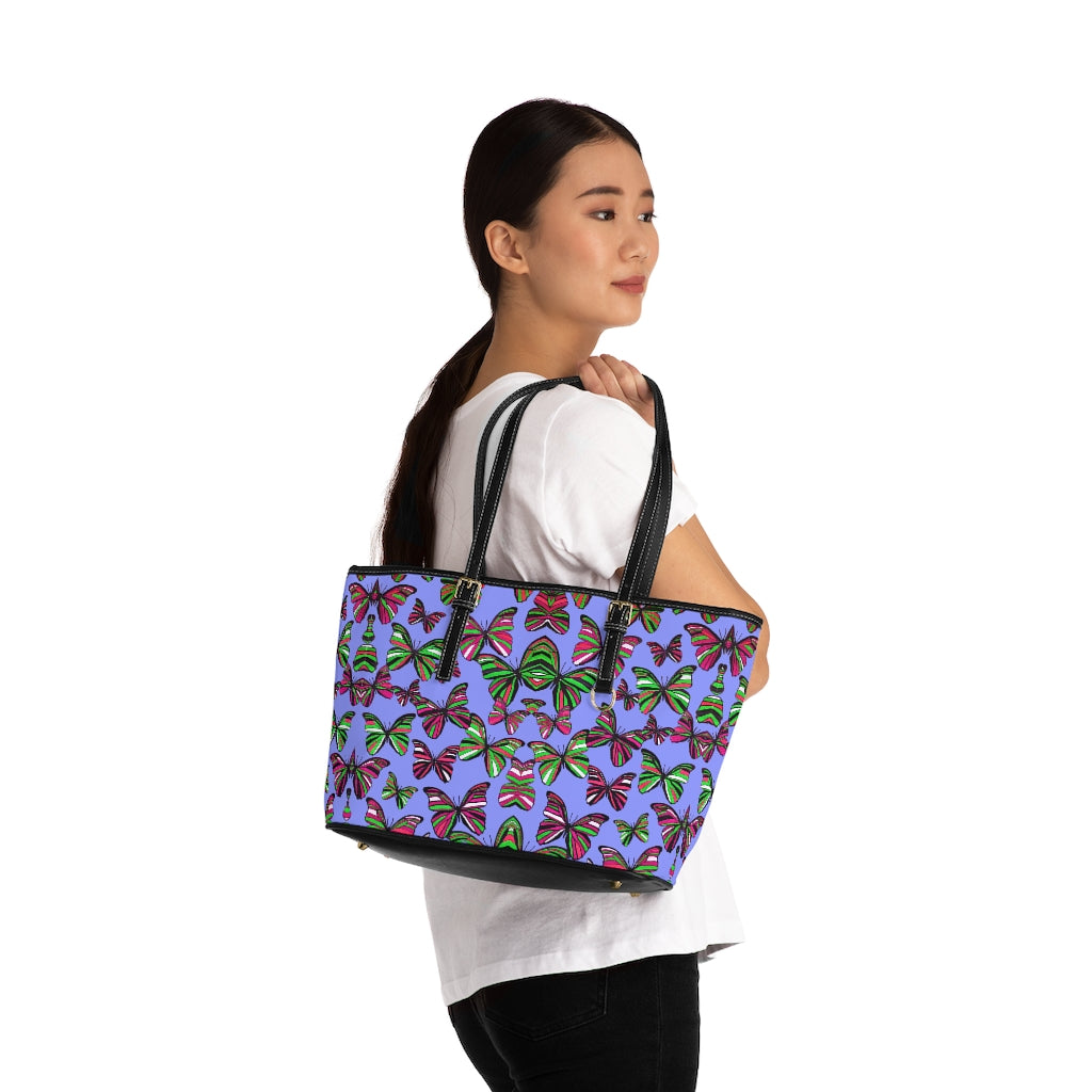 very peri butterfly print tote