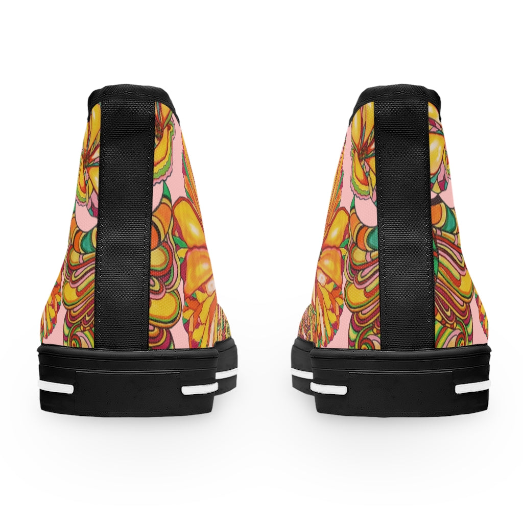 Blush Artsy Floral Women's High Top Sneakers