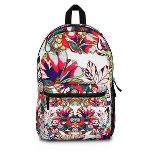 White Artsy Floral Pop Backpack
