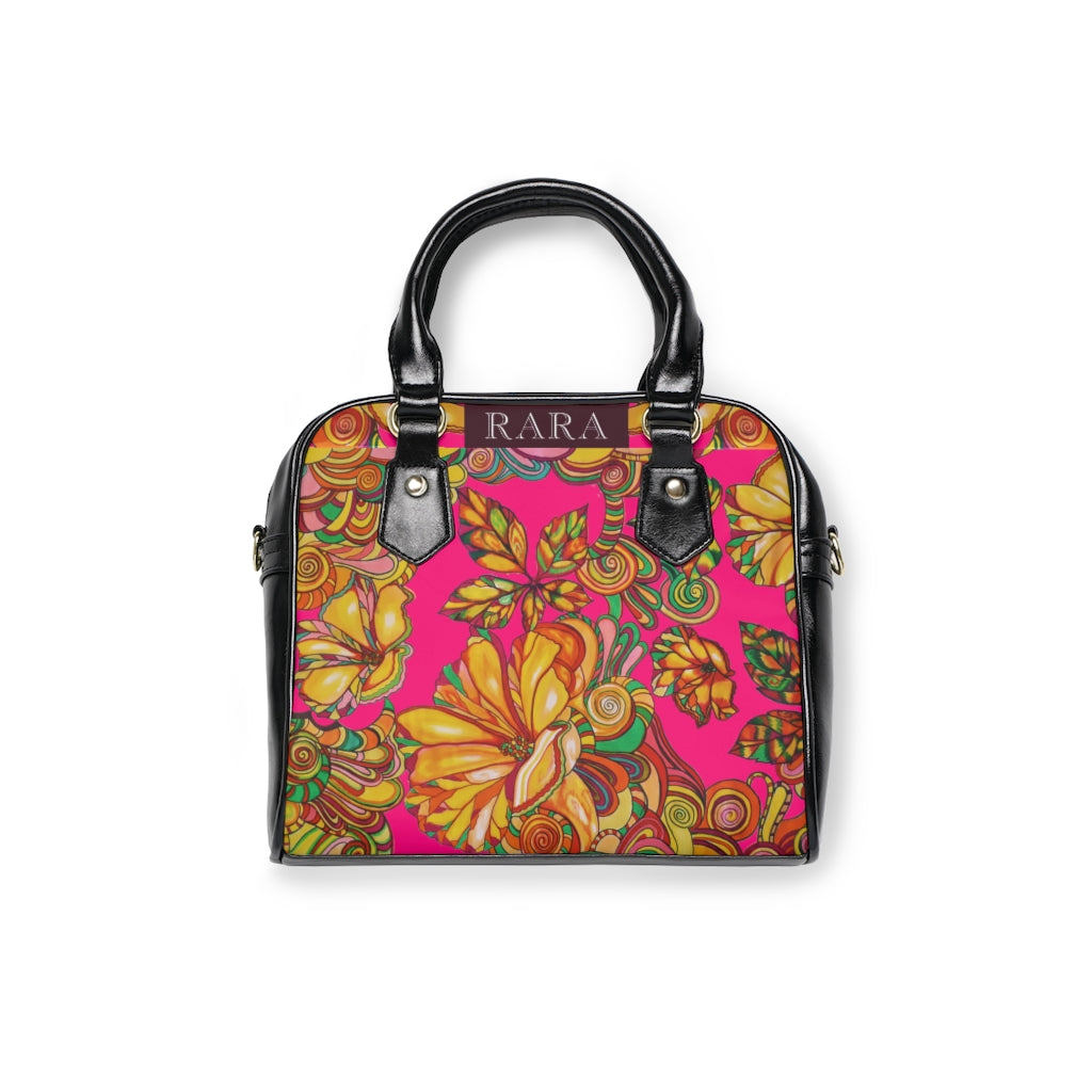 hot pink floral print handbag