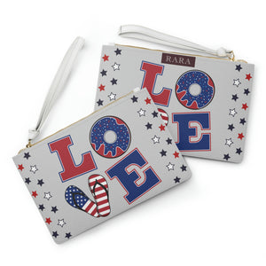 slate grey love typography clutch