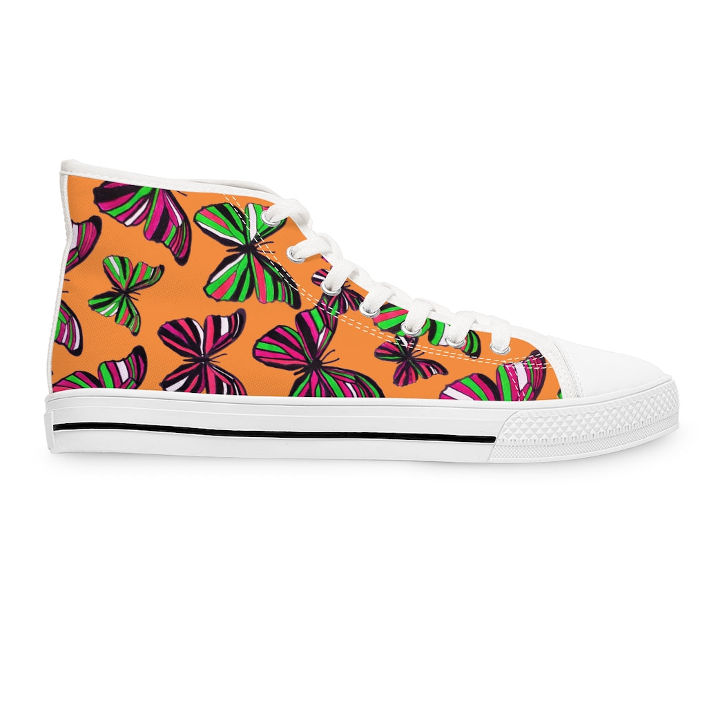 Peach Butterflies Women's High Top Sneakers