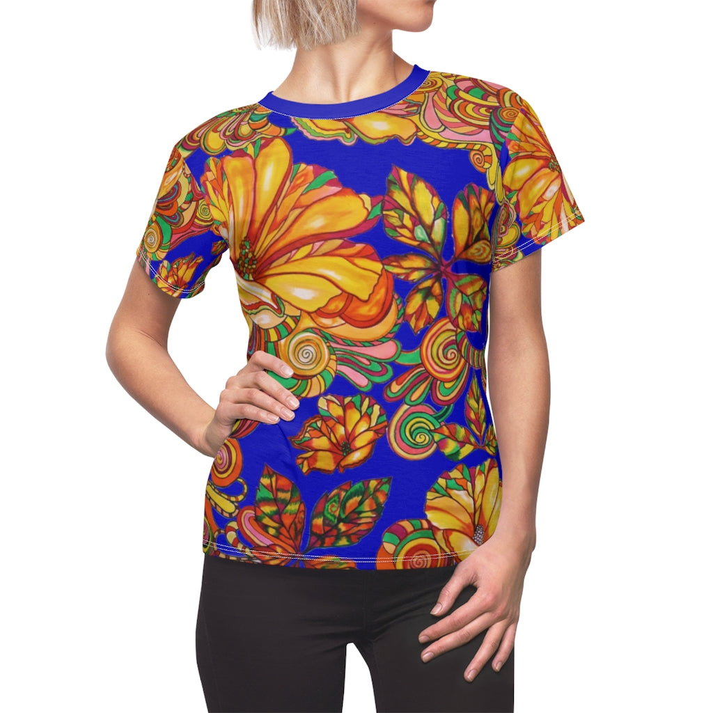 Artsy Floral Electric Blue AOP T-Shirt