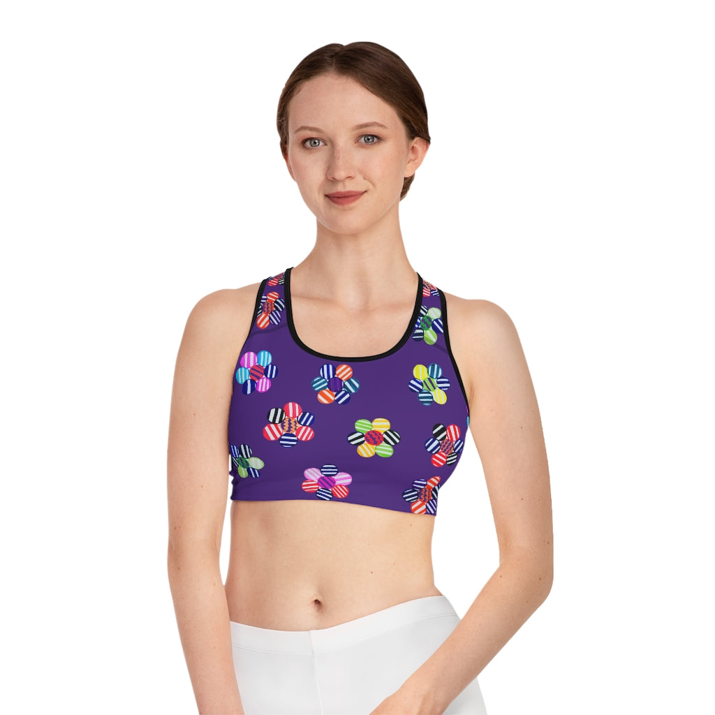 Purple Candy Florals (AOP) Sports Bra