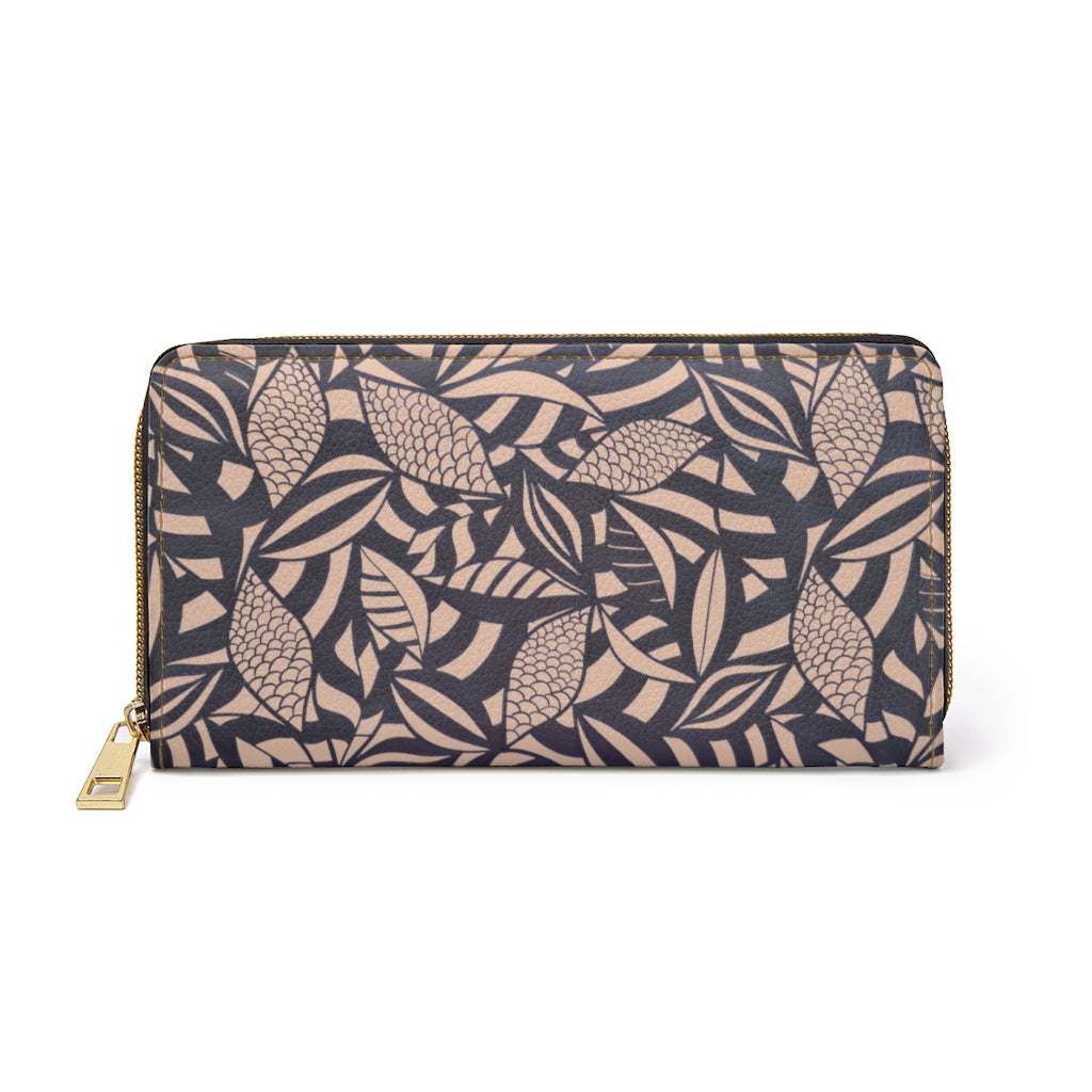 nude tropical print clutch wallet