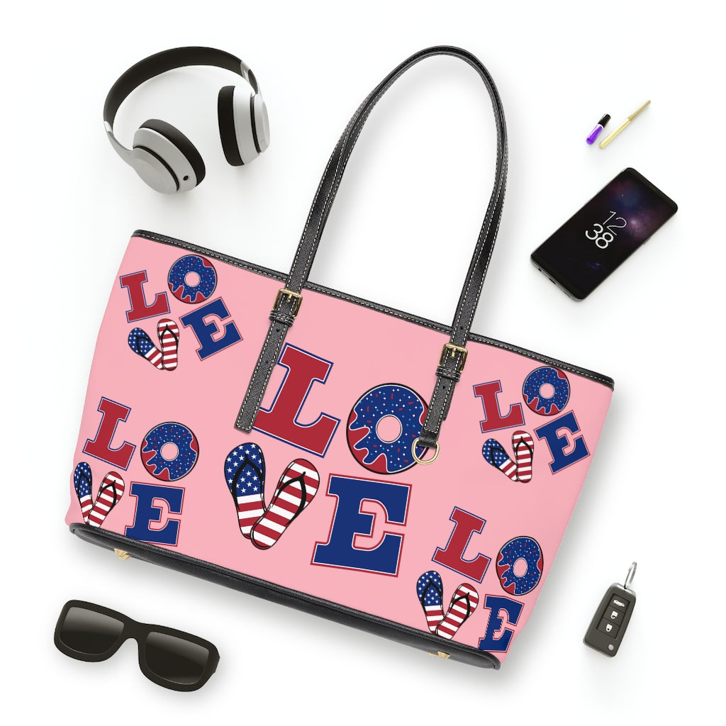 Blush LOVE PU Leather Shoulder Bag