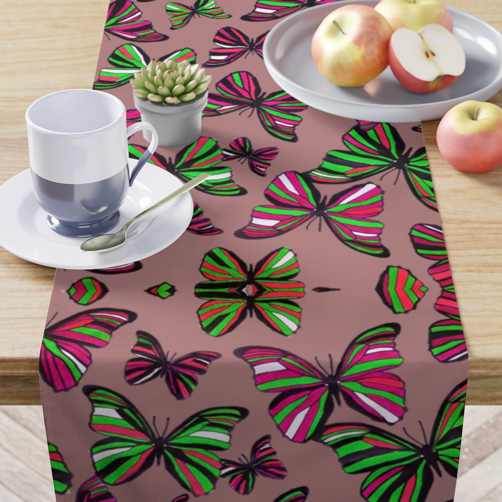 Butterflies Cider Red Table Runner