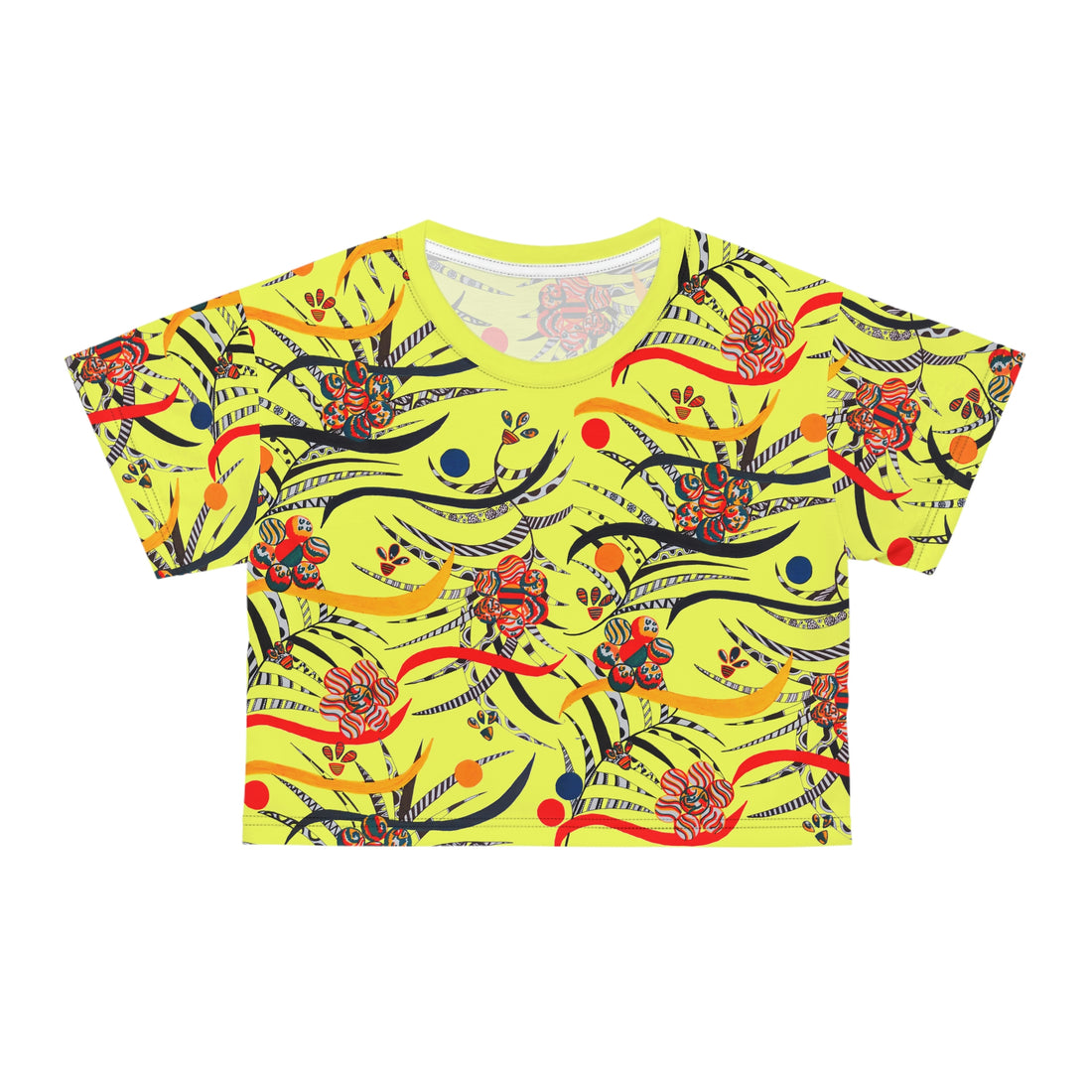 canary floral print cropped tee