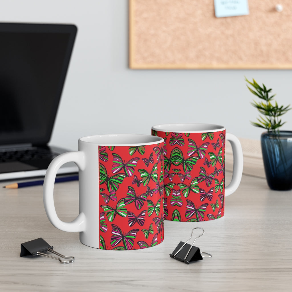 Butterflies Red Mug 11oz