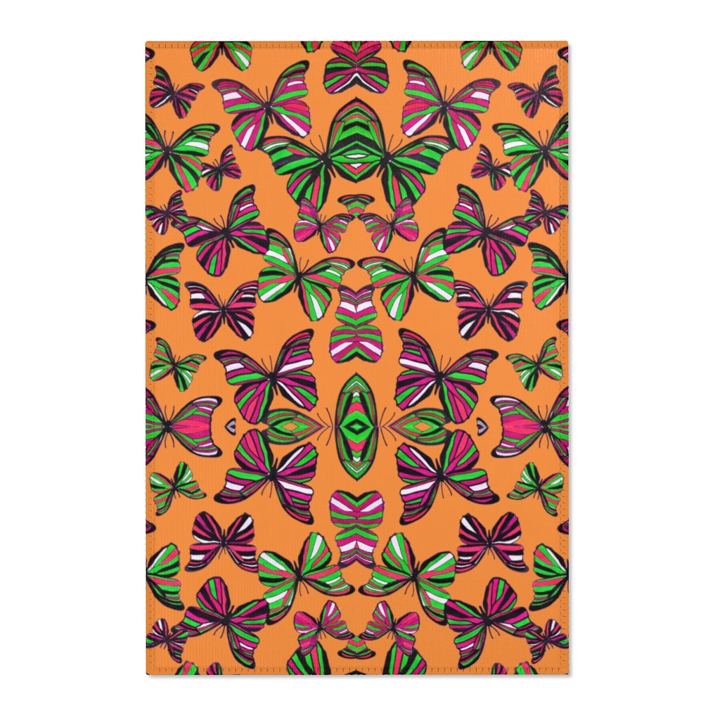 Butterflies Peach Area Rug