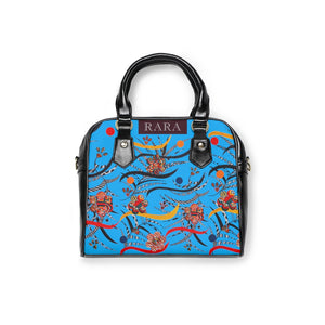 aqua animal & jungle print handbag