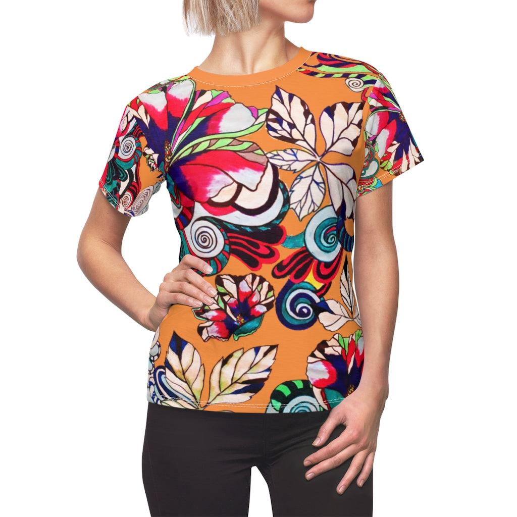 Graphic Floral AOP Peach T-Shirt