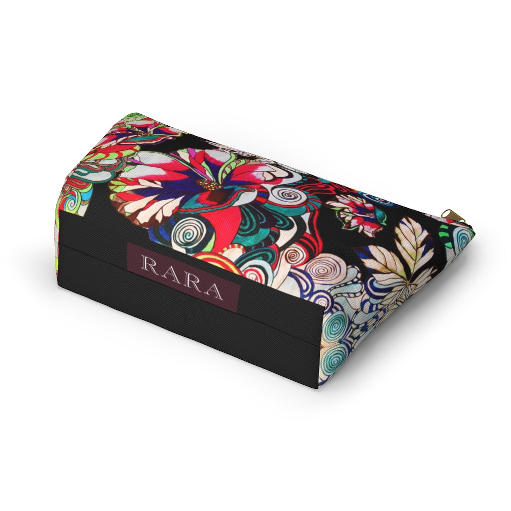 Floral Pop Black Accessory Pouch