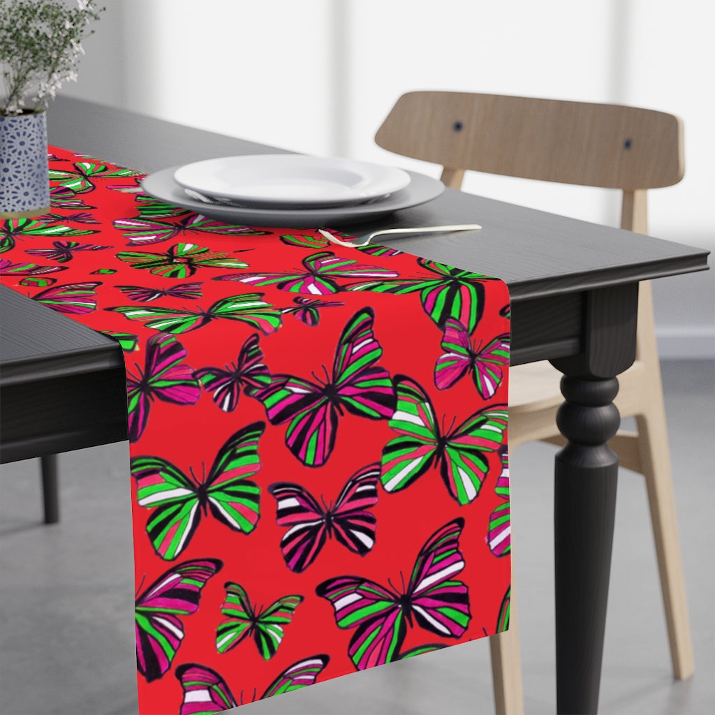 Butterflies Red Table Runner