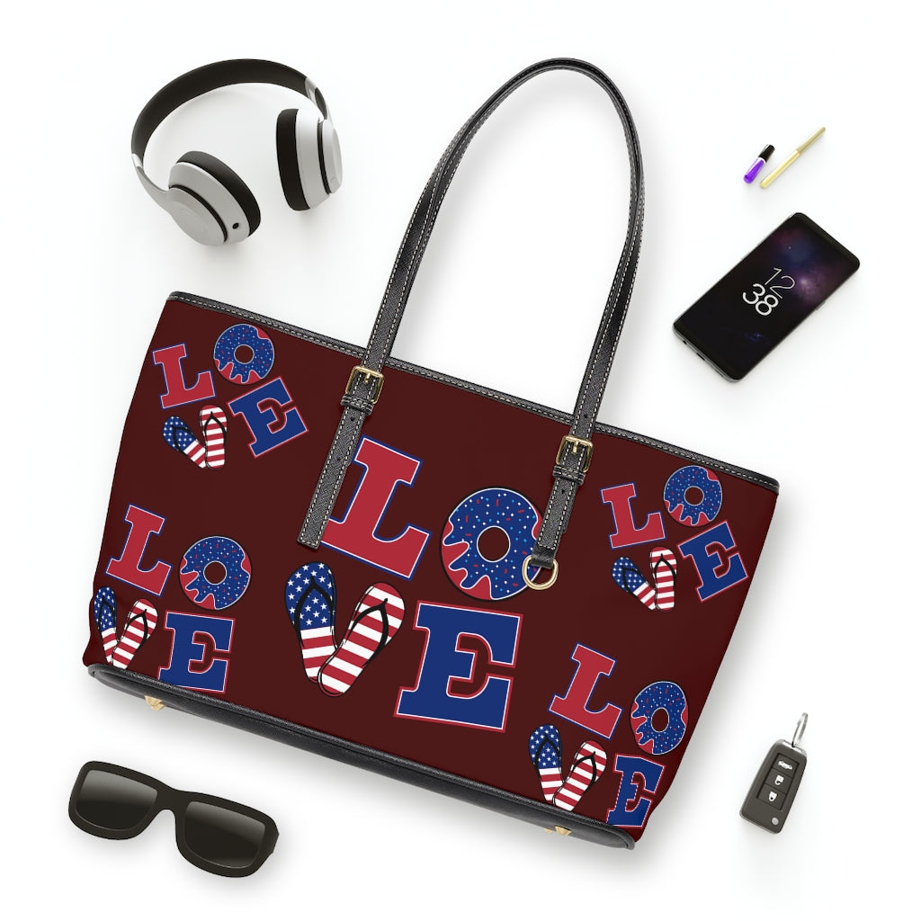 Marsala LOVE PU Leather Shoulder Bag