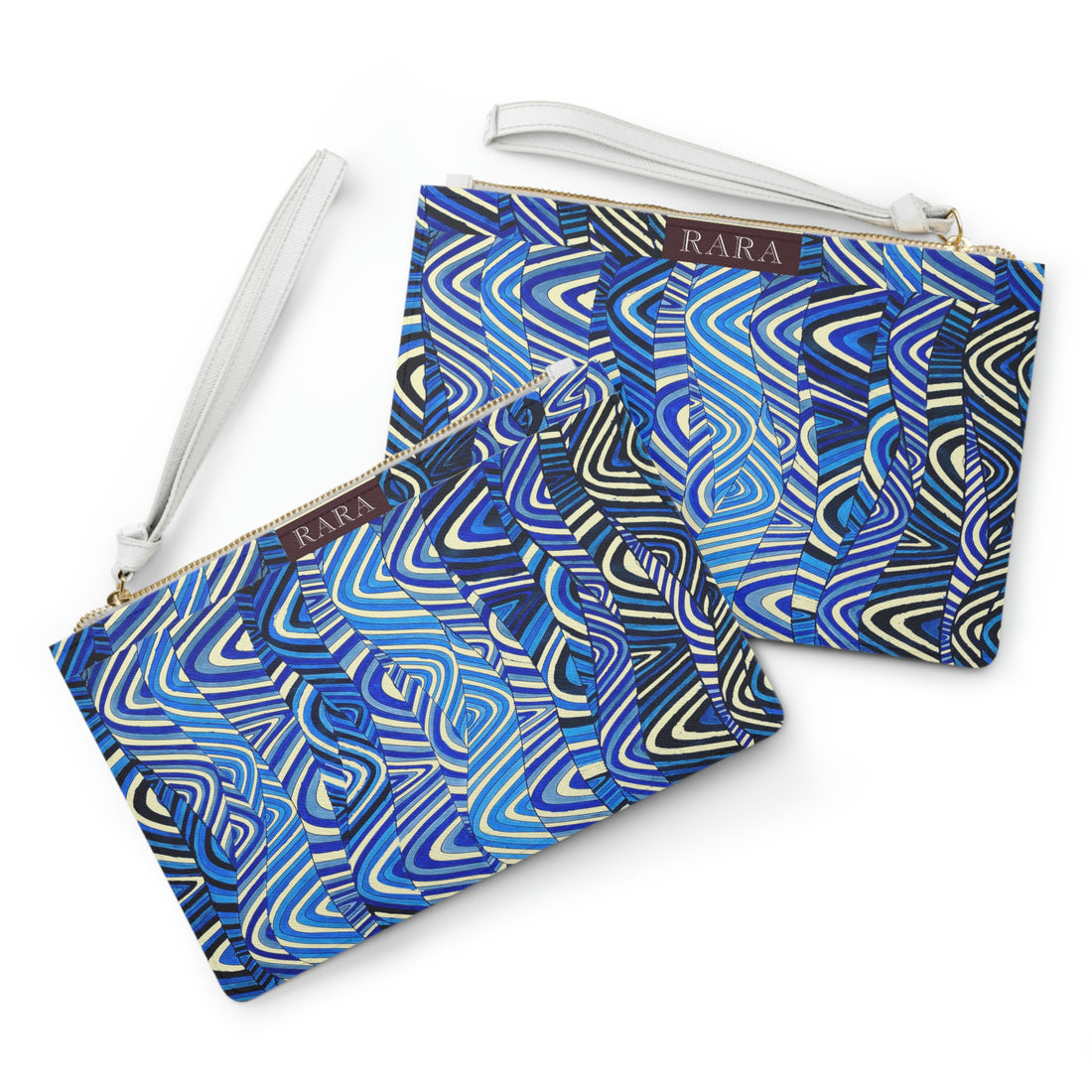 cream waves print clutch bag