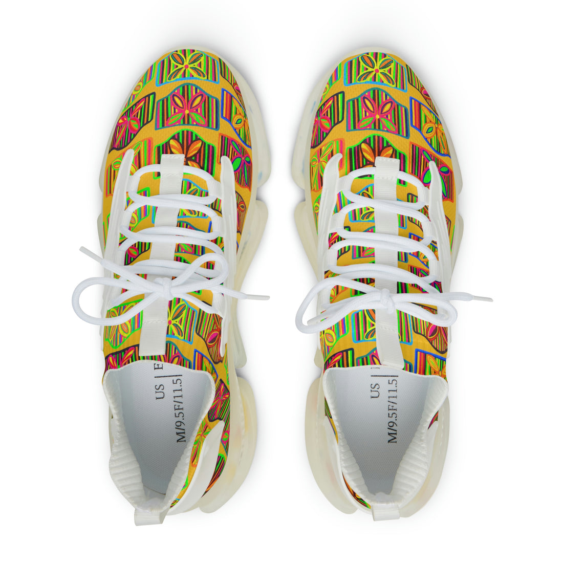 Yellow Deco Print OTT Men's Mesh Knit Sneakers