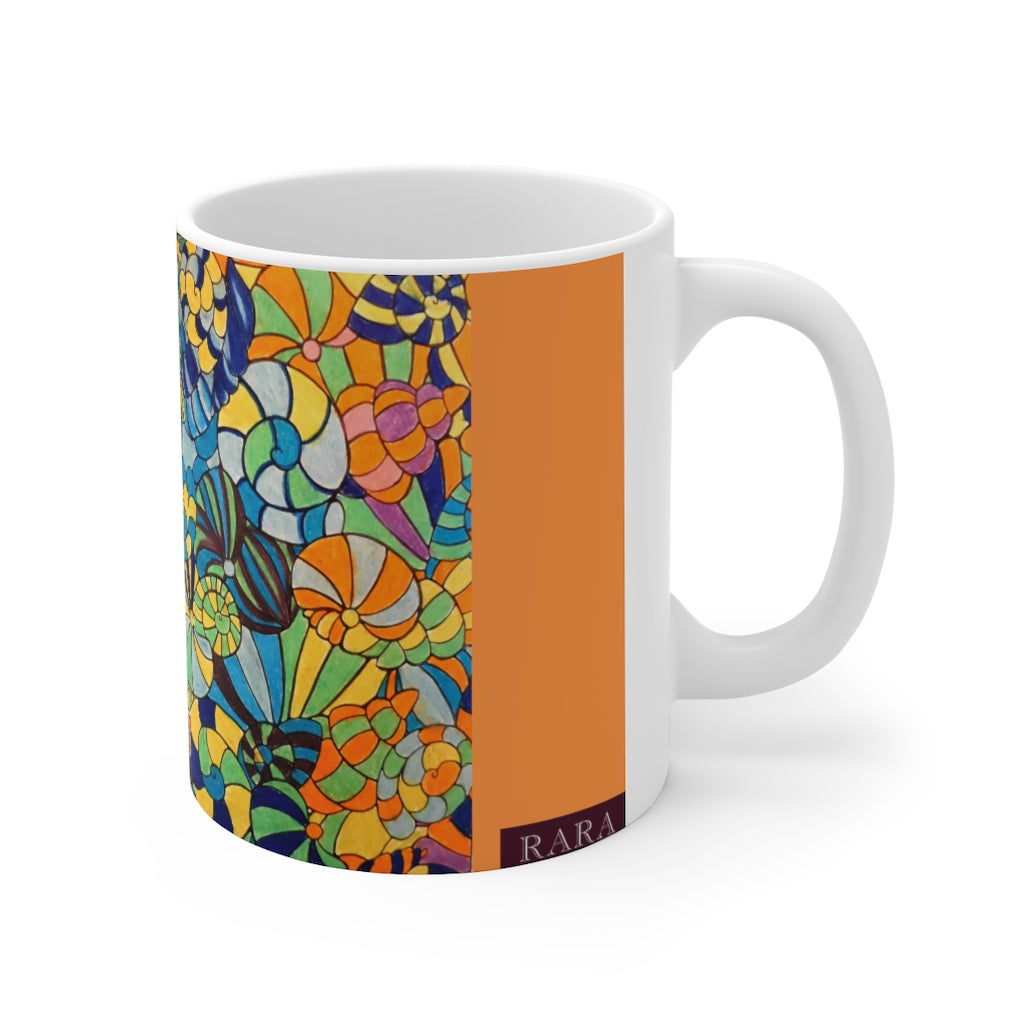 Vivid Ocean Blues Yellow Ceramic Mug 11oz