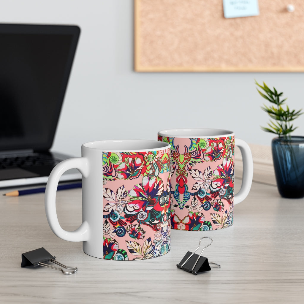 Floral Art Blush Mug 11oz