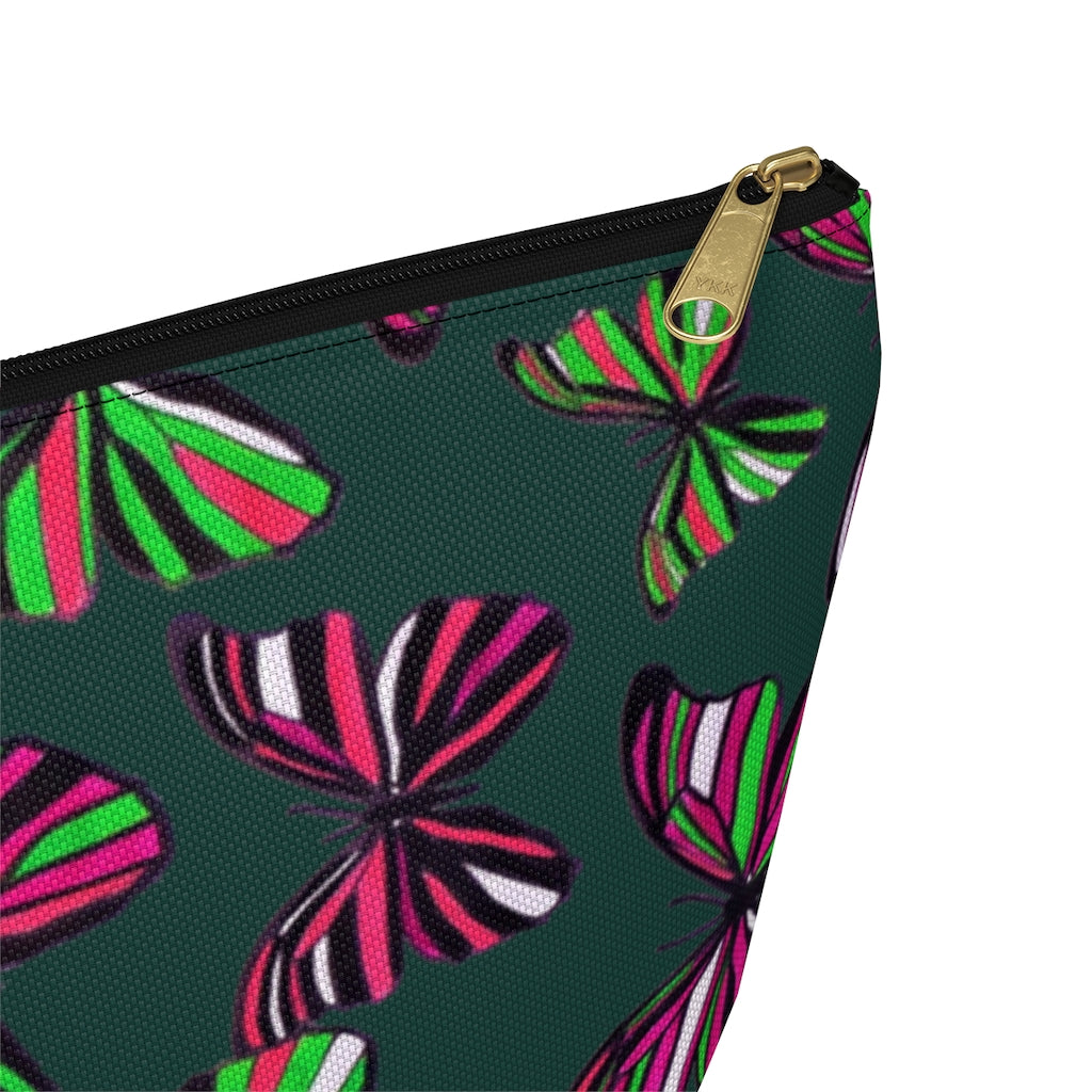 Butterflies Dark Green Accessory Pouch