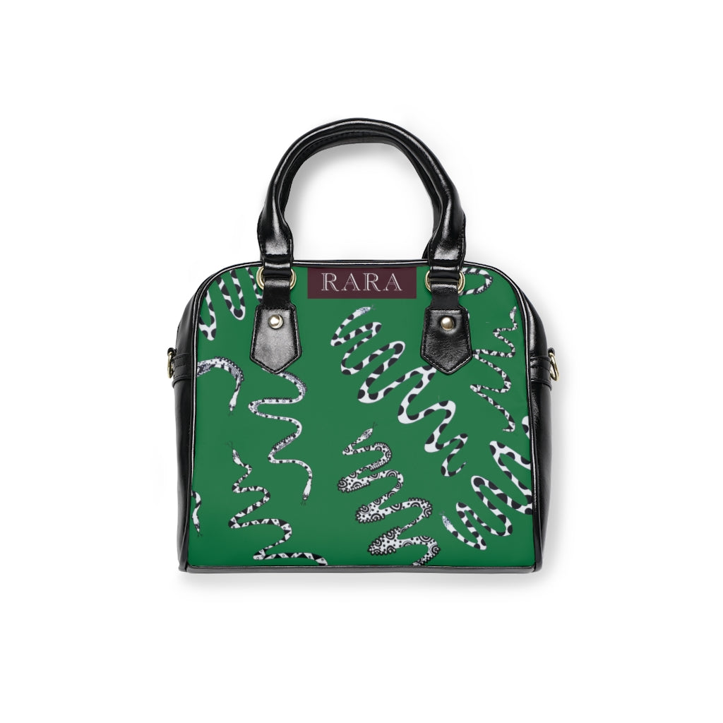 emerald snake print handbag