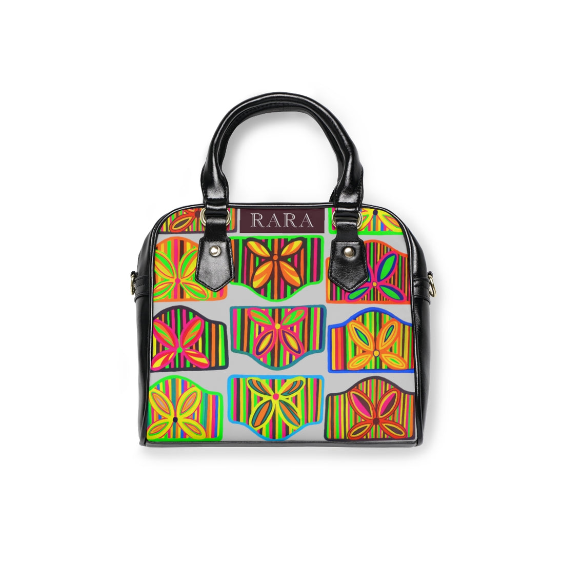 slate art deco print pu leather handbag