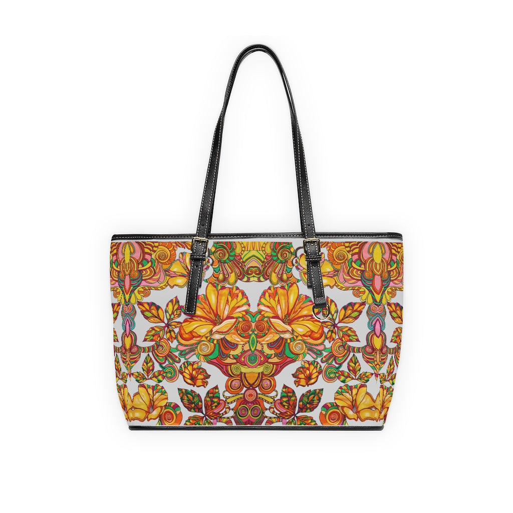 slate grey floral print tote bag 