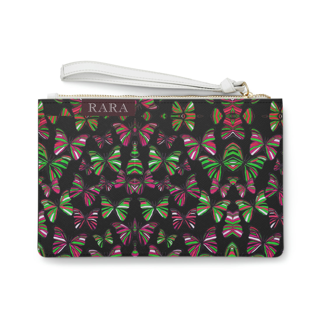 Black Butterfly Print Clutch Bag