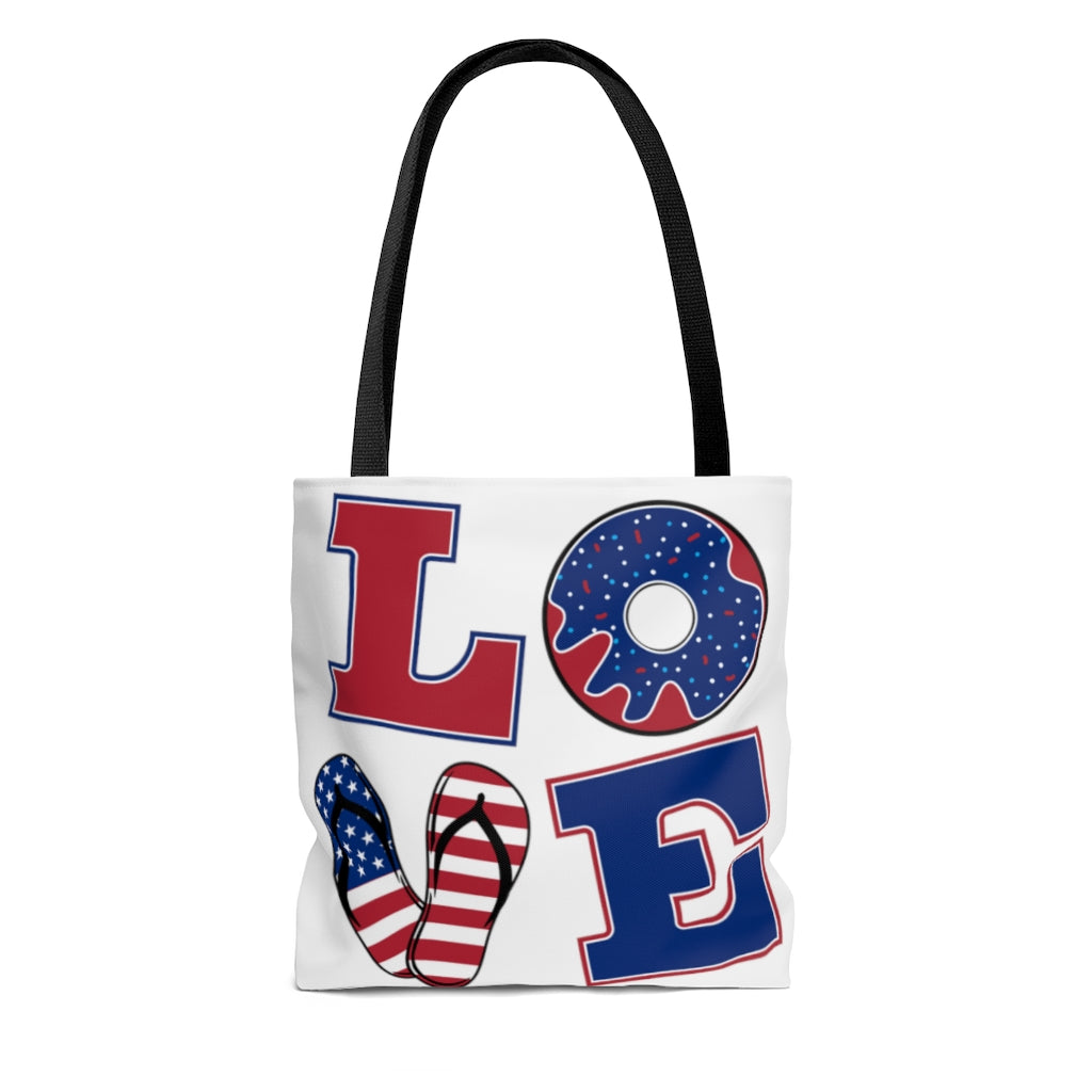 AOP American Love White Tote Bag