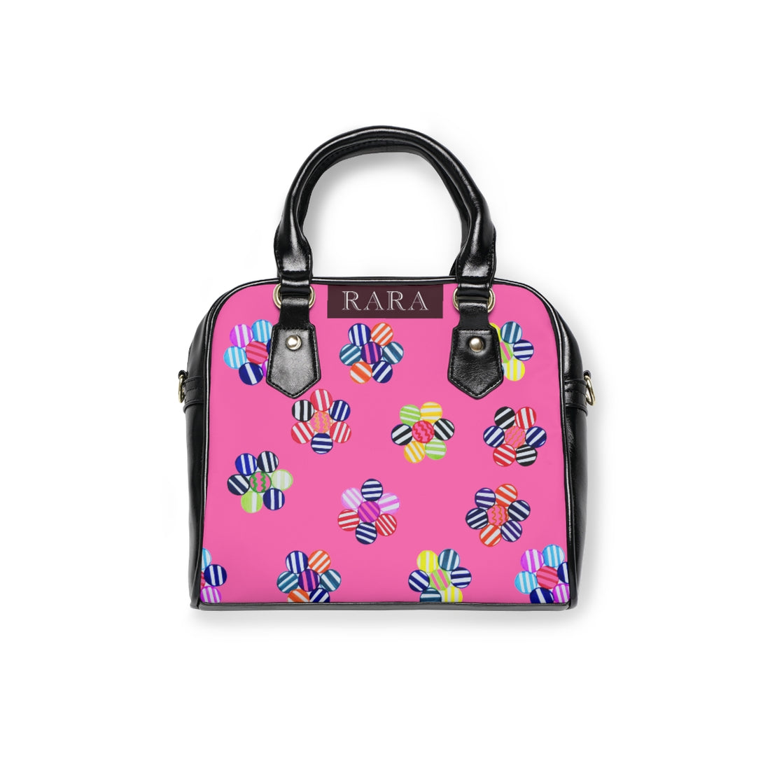 Rose geometric floral pu leather handbag