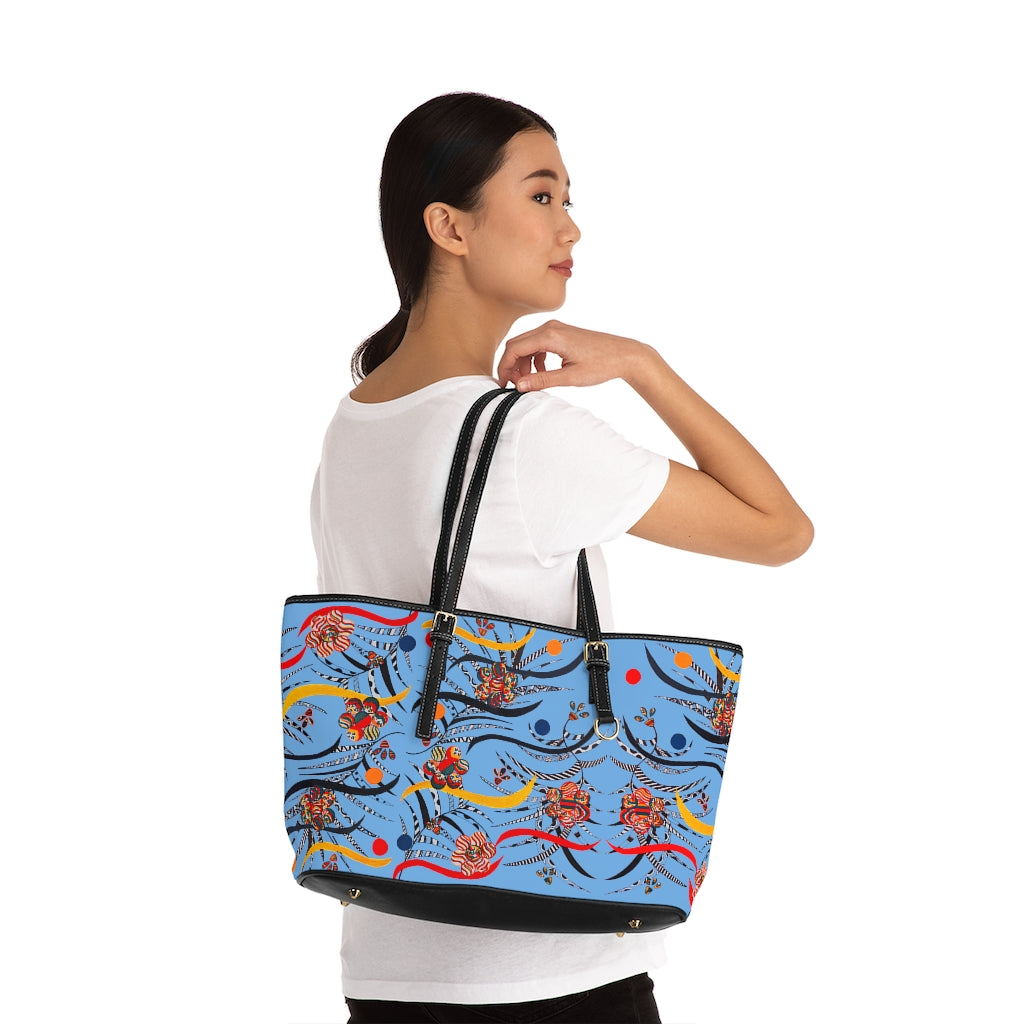 Sky Blue Wilderness PU Leather Shoulder Bag