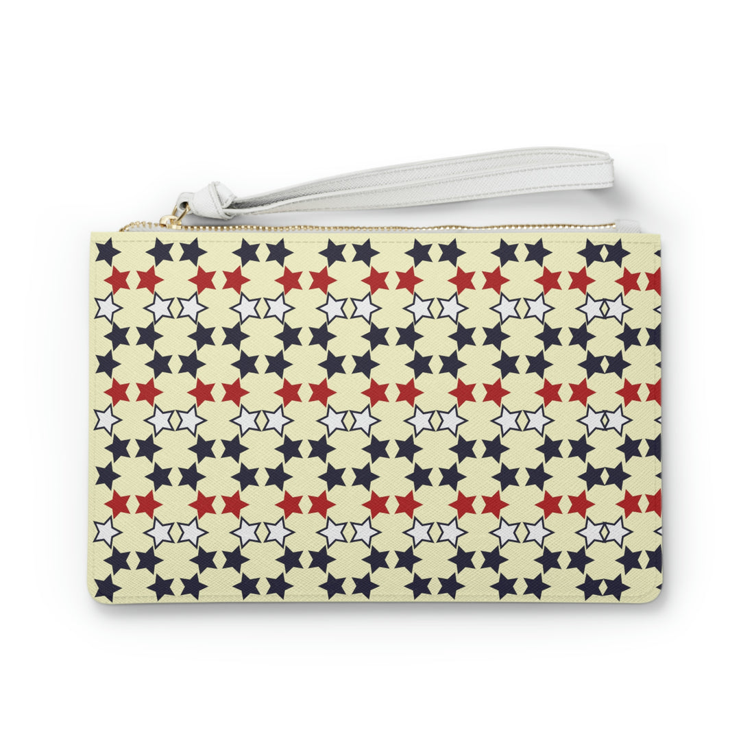 Cream Star Print Clutch Bag