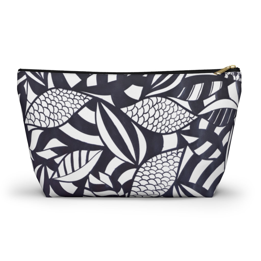 White Tropical Minimalist Accessory Pouch