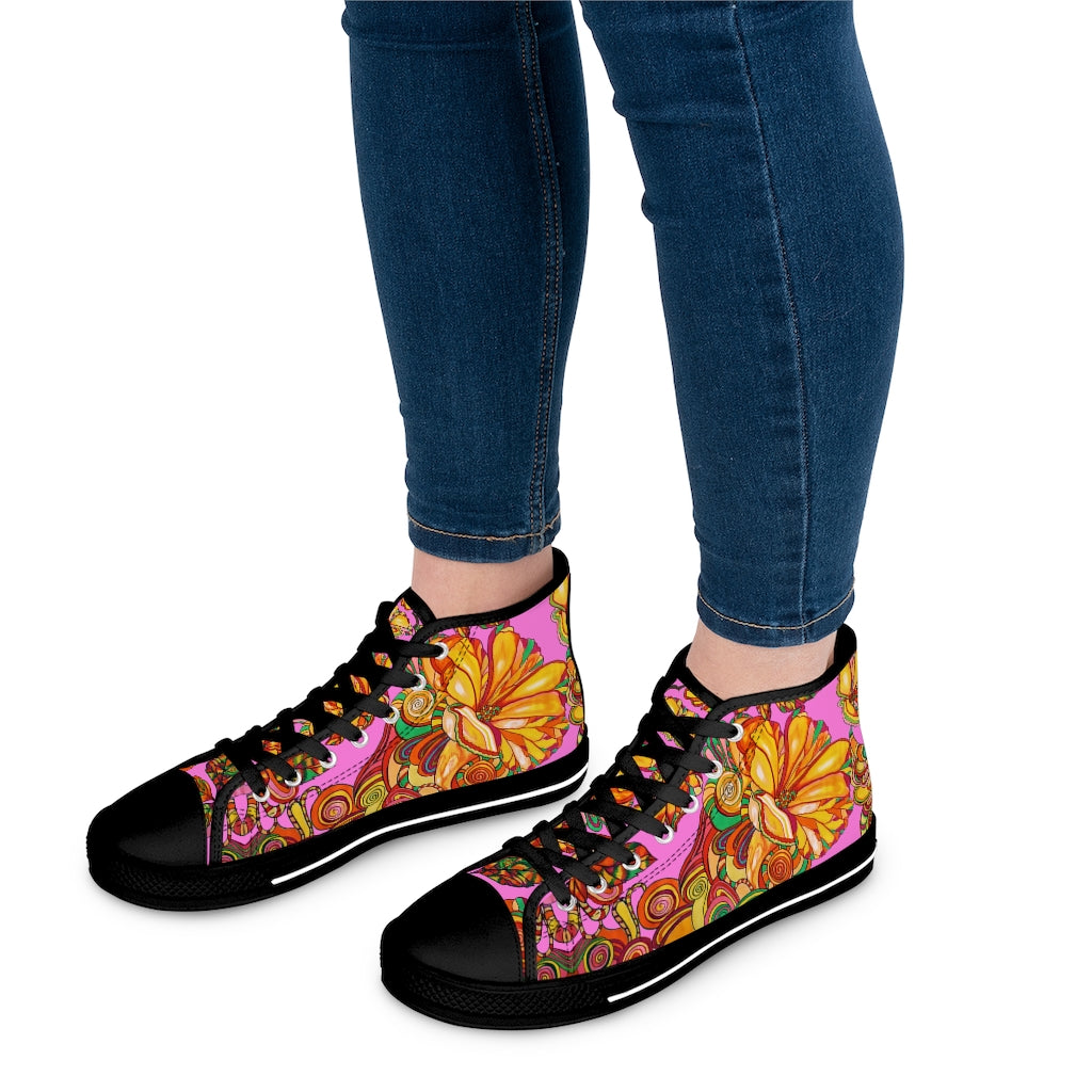 Rose Artsy Floral Women's High Top Sneakers